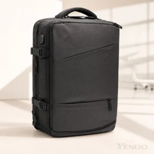 Mochila de viaje YENDO Pro negra expandible, vista frontal